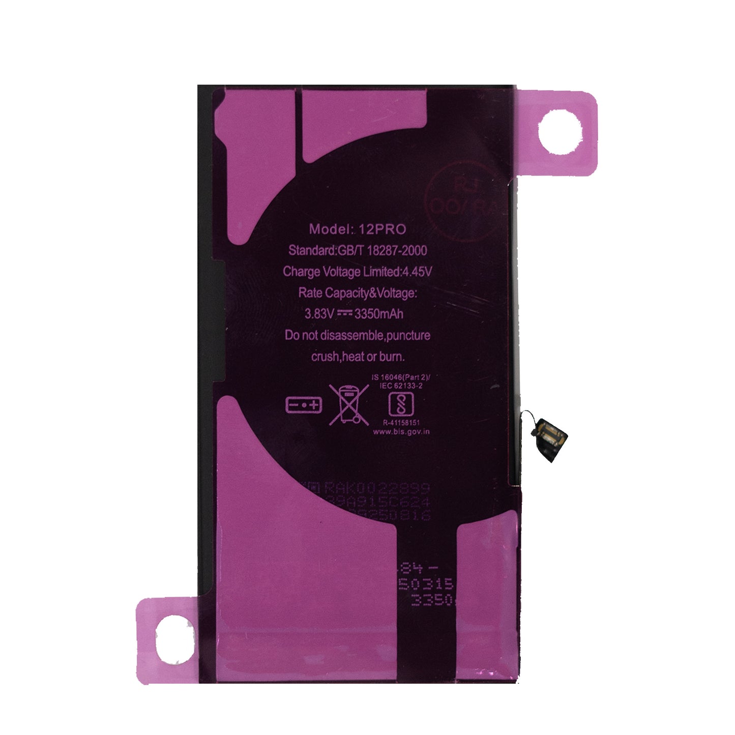 yakita high-capacity original battery compatible for iphone 12 pro (a2407, a2341, a2406, a2408)3350mah