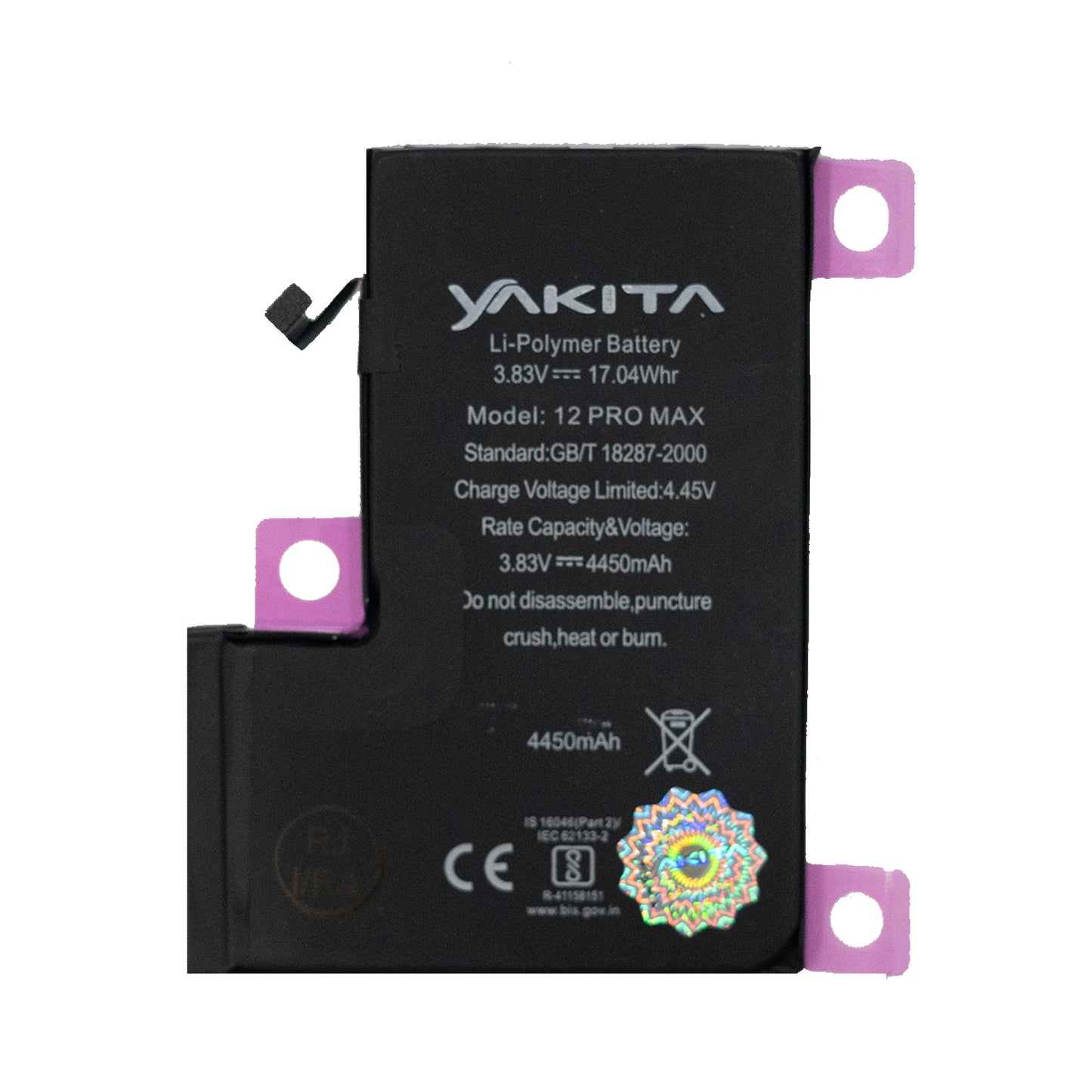 yakita high-cappacity original battery compatible for iphone 12 pro max (a2411, a2342, a2410, a2412) 4450mah battery