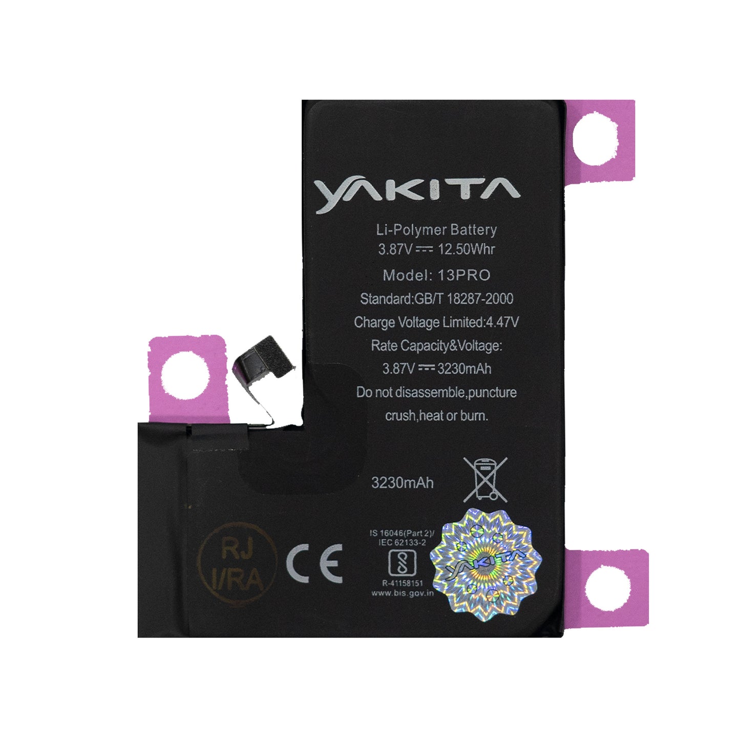 yakita high-capacity original battery for apple iphone 13 pro - (a2656) 3230mah
