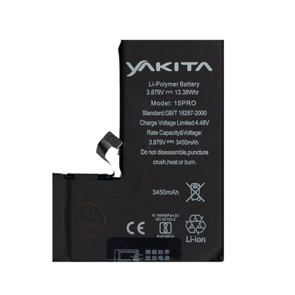 YAKITA High-Capacity Original Battery for iPhone 15 pro (A2848, A3101, A3102, A3104) Battery 3450mAh