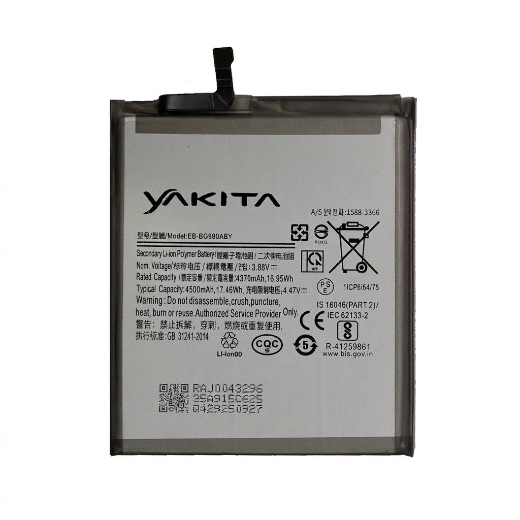 yakita high-capacity original eb-bg990aby battery compatible for samsung galaxy s21 fe 5g 4500mah