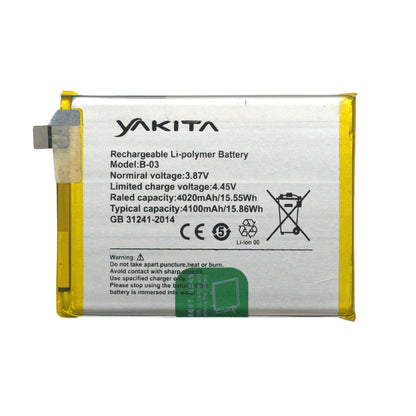Yakita High-Capacity Original B-03 Battery for VIVO Y73S 4020mAh