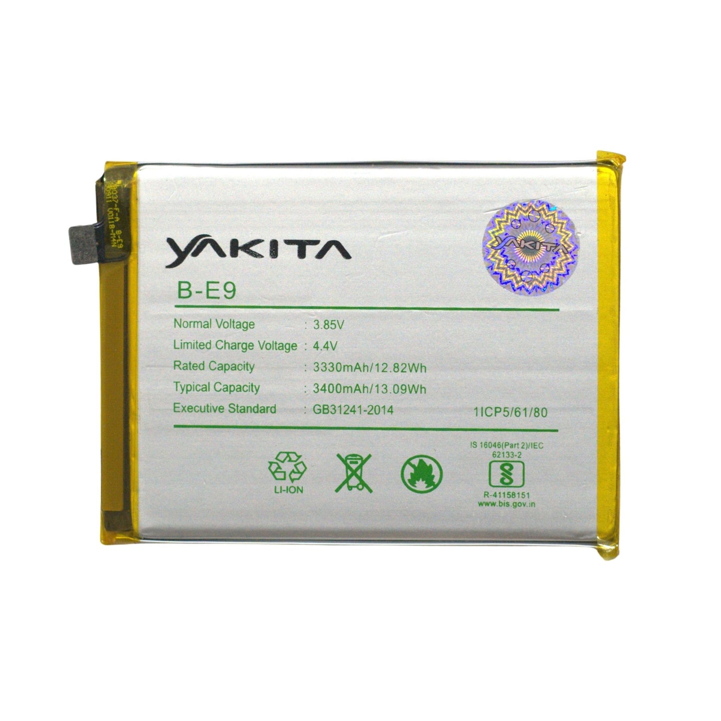 yakita high-capacity original b-e9 battery compatible for vivo x23 (v1809a, v1816a, v1809t, v1816t) 3400mah
