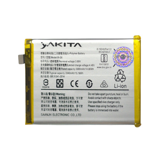 Yakita High-Capacity Original B-G6 Battery for Vivo VI S1 V1831A V1831T Battery 3940mAh
