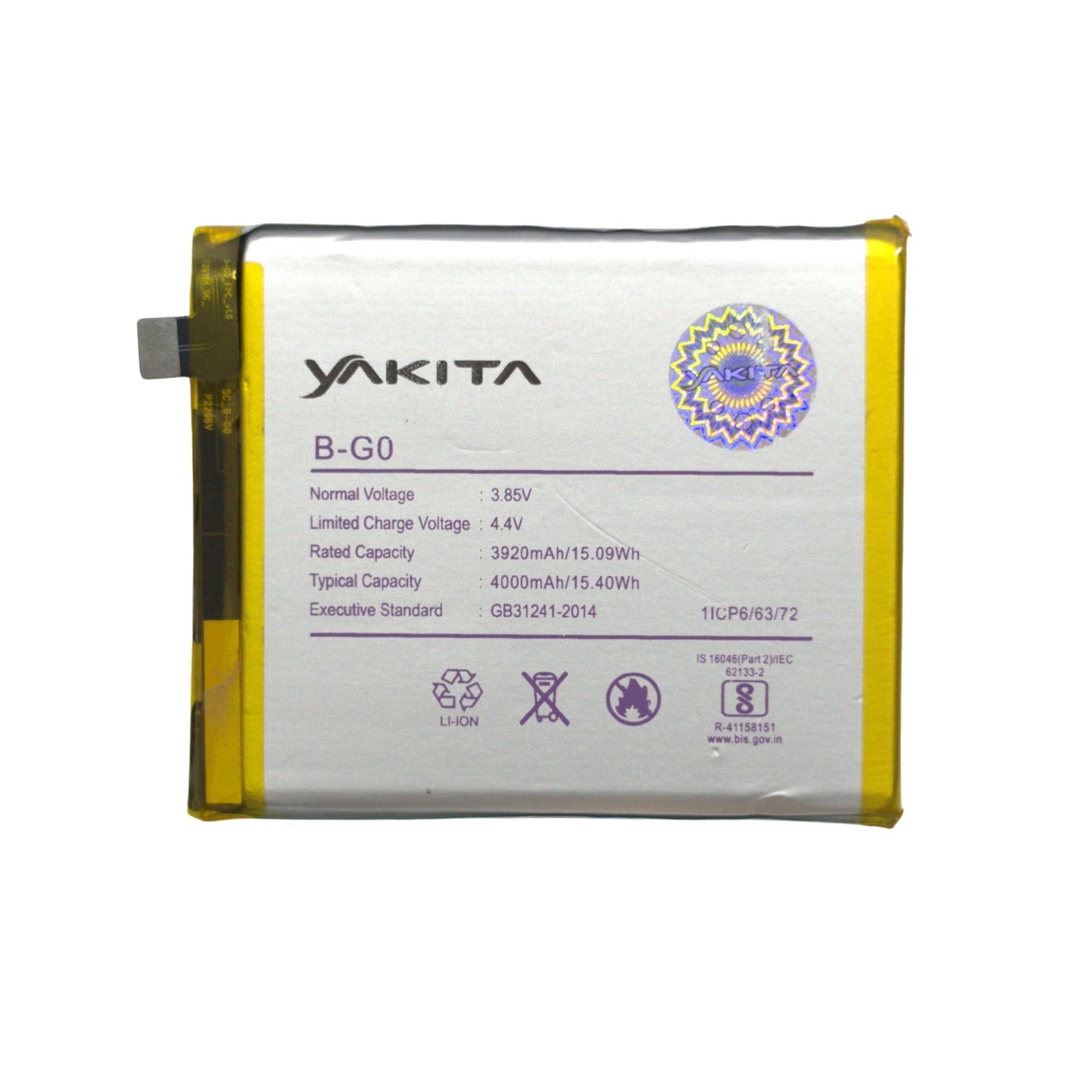 yakita high-capacity original b-g0 battery for vivo x27 (v1829t/a, v1829a, v1838a) 4000mah