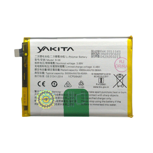 Yakita High-Capacity Original B-S6 Battery for Vivo T1 5G/ IQOO Z5 / IQOO Z5X 5000mAh