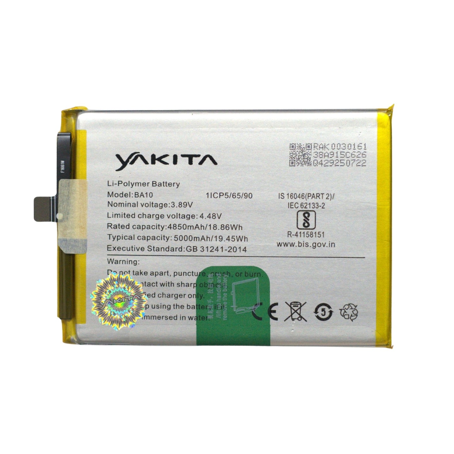 yakita high-capacity original ba10 battery for vivo y17s (v2310) 5000mah