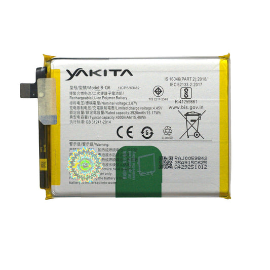 Yakita High-Capacity Original B-Q6 Battery Compatible for Vivo V21e 5G (V2055) - (3920mAh)